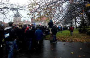 Manifestacja w Gdańsku pod urzędem marszałkowskim