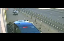 Dramatic moment father saves baby from path of speeding car