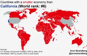 Państwa, których gospodarki są mniejsze od gospodarki Kalifornii