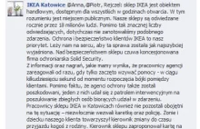 Odpowiedź Ikea-Katowice na FB w sprawie pobicia klienta.