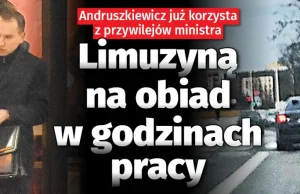 Nowy wiceminister Andruszkiewicz już korzysta z przywilejów: limuzyną na obiad