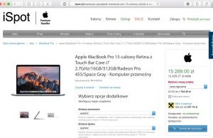 Zawyżone ceny na nowe MacBooki w sklepie iSpot