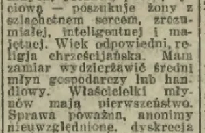 posiadanie młyna będzie dodatkowym atutem czyli dawne ogłoszenia matrymonialne;)