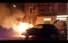 Car burning in Warsaw