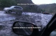 Lawina błotna porwała auto. Film z wnętrza samochodu