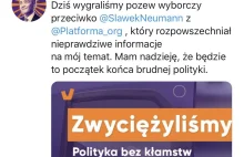 Robert Biedroń kłamie na Twitterze, że wygrał pozew wyborczy przeciw Neumannowi