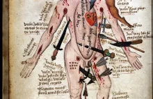 Ranny człowiek - rycina z około 1400 roku