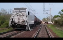 Spojrzenie na skład pociągu, który uderzył w ciężarówkę - Świebodzin 26.04.2019