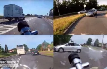 Motocykl kontra samochody. Kompilacja niebezpiecznych sytuacji - kamera...