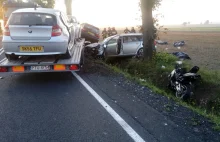 Wypadek lawety, osobówki i motocykla. Trzy osoby zginęły!