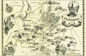 Rysunkowa mapa Polski z 1930