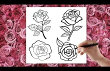 Róża - Jak narysować Róże - Nauka rysowania - krok po kroku