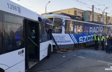 Wypadek i potężne korki w centrum Szczecina. Kilkanaście osób rannych.