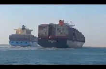 Dzisiejsza kolizja pomiędzy dwoma dużymi kontenerowcami w kanale Sueskim