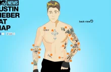 Eksploruj interaktywną mapę tatuaży Justina Biebera.