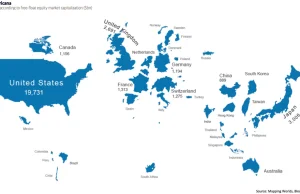 Jak wyglądałaby mapa świata, gdyby o wielkości państw decydowały rynki?