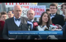Protest partii KORWiN przed gmachem TVP - 19.10 - Rozbijanie odbiorników TV.