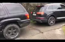 Audi Q7 konta Jeep przeciąganie liny