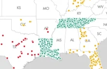 Mapa szkół w USA, które uczą kreacjonizmu na biologii