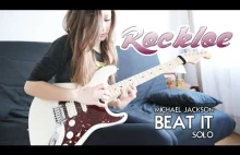 Dziewczyna gra solówkę Van Halena z "Beat it" Michaela Jacksona