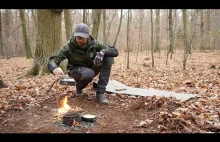 Bushcraftowe śniadanie w lesie i łuk ogniowy - [Bushcraftowy]