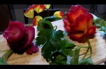 Dekorowanie potraw-kwiatki marchew,pietruszka z barszczu 3D