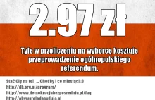 Koszt referendum ogólnopolskiego to 2.97 zł od wyborcy