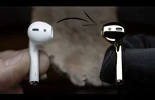 Airpods z 18k złota wykonane przez jubilera