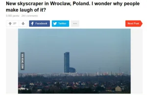 Za granicą odkryli wrocławski Sky Tower. Śmieją się, że to... prącie