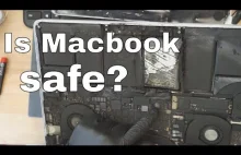 Wnętrze Macbooka spłonęło i bateria spuchła, ale mac dalej jakimś cudem działa