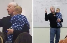 Zabrała dziecko na wykład, reakcja profesora jak się rozpłakało bezcenna.