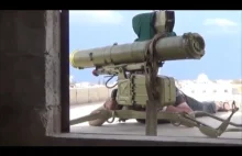 Syryjscy rebelianci używając amerykańskich BGM-71TOW odpierają pancerną ofensywę
