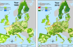 Użycie ziemi w Europie na przestrzeni 110 lat