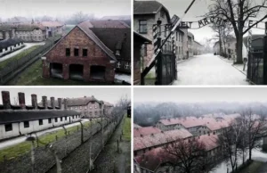 Auschwitz-Birkenau widziane z lotu ptaka.