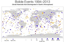 Mapa przedstawiająca miejca upadku meteorytów na Ziemie