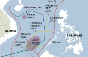 Mapa świetnie ukazująca chiński imperializm na Morzu Południowochińskim