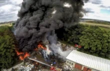 Pożar składu opon w Kłopotowie k. Lubina na Dolnym Śląsku