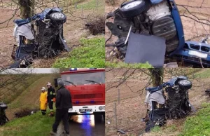 BMW rozpadło się na dwie części. 18-letniego kierowca nie żyje.