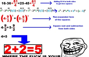 zagadka matematyczna, kto znajdzie gdzie jest błąd?