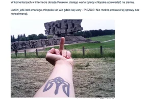 Internauci“polują" na Ukraińca,który pokazał środkowy palec w obozie na Majdanku