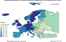 Sprzedaż nowych samochodów osobowych w Europie na 1000 mieszkańców