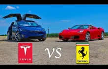 Tesla Model X P90D Ludicrous vs Ferrari F430 Drag Racing i Roll Racing