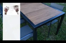 Diresta inspired stół do ogrodu - stal i drewno ze stodoły