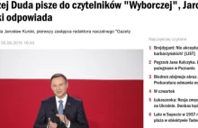 Duda \\\vs/// Gazeta Wyborcza: Życzymy, by nigdy nie...