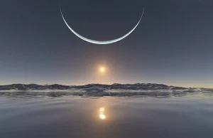 Księżyc i słońce nad biegunem północnym [zdjęcie]