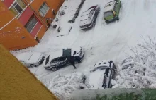 Połączenie idioty, samochodu i śniegu...