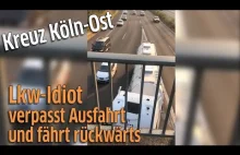 Cysterna wycofuje na niemieckiej autostradzie