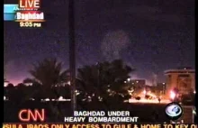 20 marca 2003 - bombardowanie Bagdadu, początek inwazji na Irak (nagranie CNN)