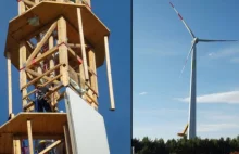 Pierwszy na świecie wiatrak prądotwórczy z drewna