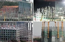 Trzy piętra wieżowca w jeden dzień. Zobacz, jak się buduje w Chinach...